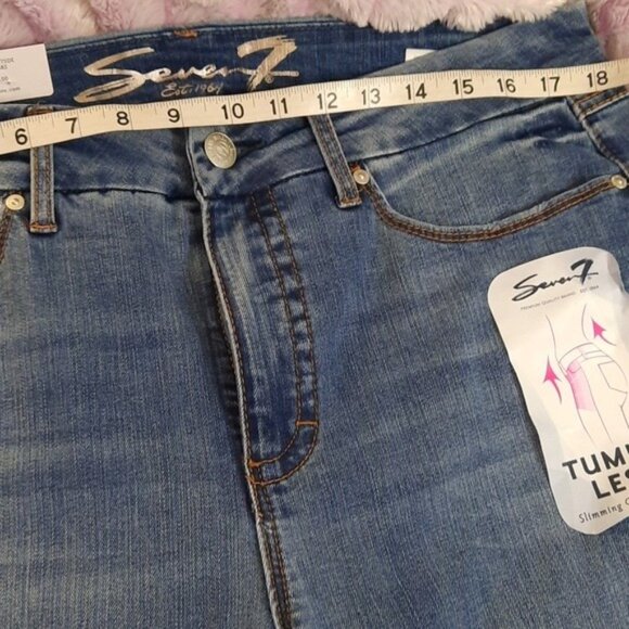 Seven 7 NWT Mars Blue Tummyless High Rise 5 Pockets Denim Skinny Jeans Size 16 - Picture 3 of 14